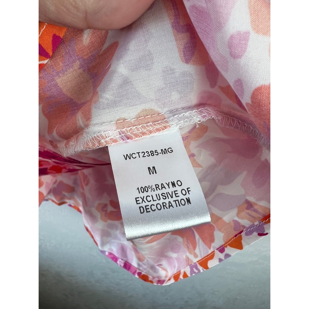 Anthropologie THML Bubble Hem Sleeve Top Size Medium Boho Floral Ikat - Picture 5 of 8